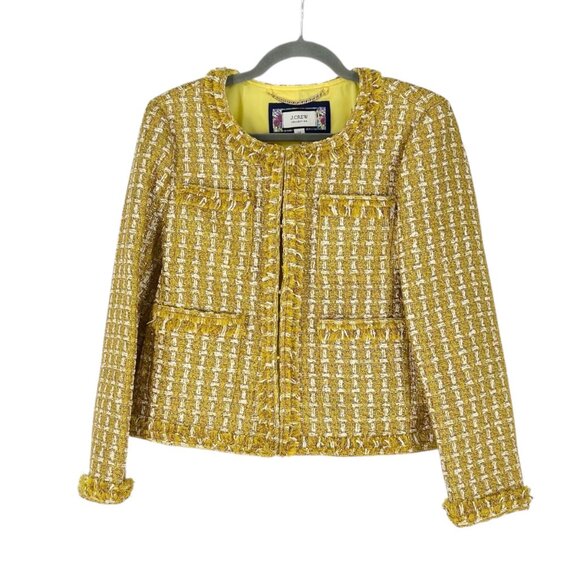 J. Crew Collection Lady Blazer Jacket in English Golden Tweed Size 12 - Picture 2 of 7